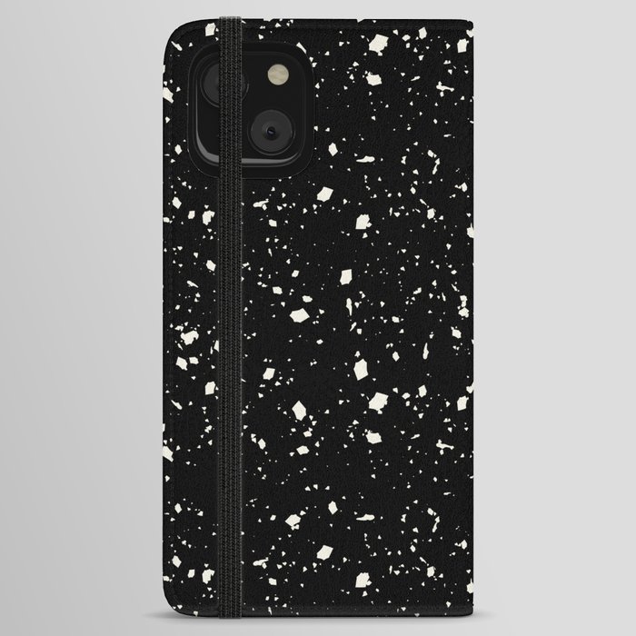 Black Terrazzo Seamless Pattern iPhone Wallet Case