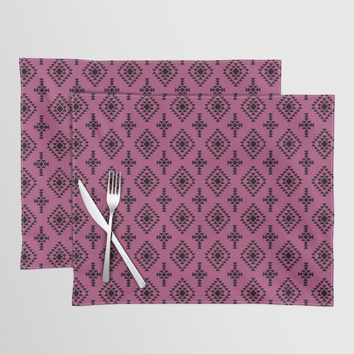 Magenta and Black Native American Tribal Pattern Placemat