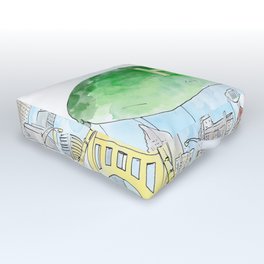 Picklesburgh Outdoor Floor Cushion | Pickle, Illustration, Balloon, Heinz, Painting, Bridge, Downtown, Seasonal, Digital, Acrylic 