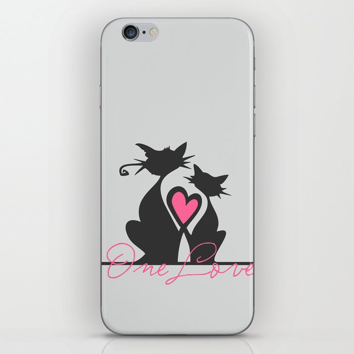 One Love Black Cats Soulmates Make Heart With Tails Art Print Home Decor For Room Wall Interior Iphone Skin By Lubo