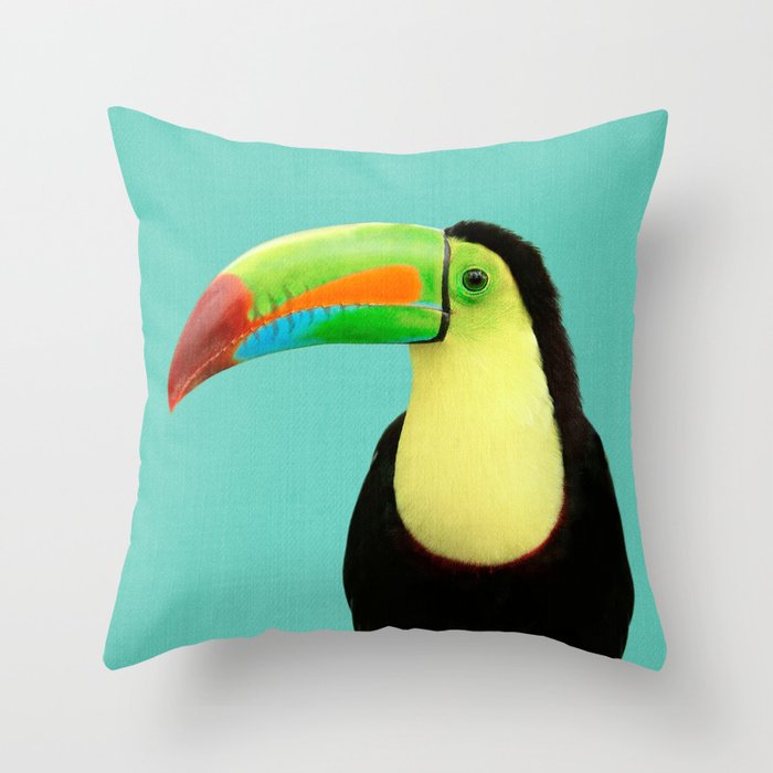 Toucan Bird - Blue Throw Pillow