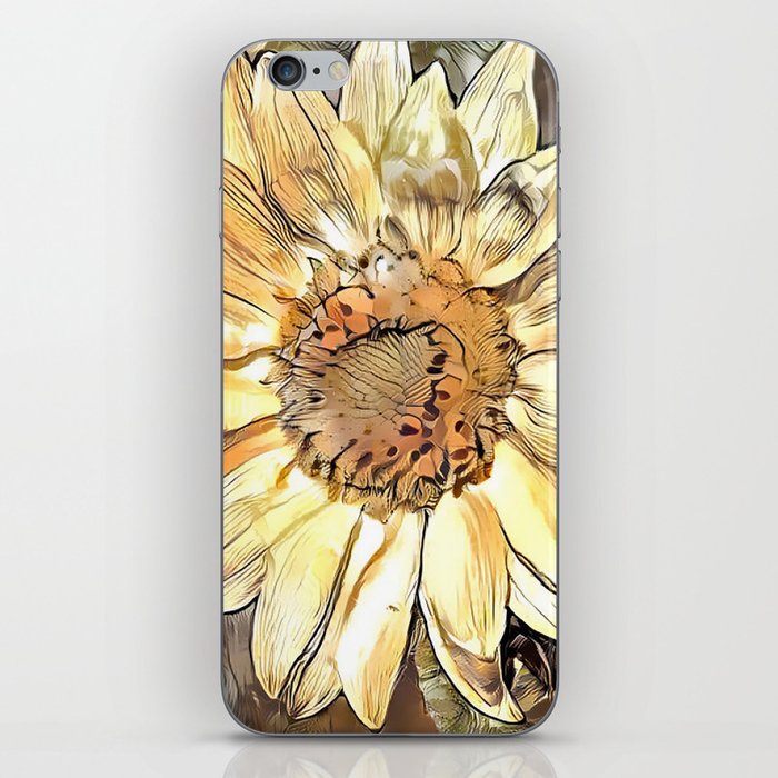 Watercolor Glossy Sunflower Elegant Collection iPhone Skin