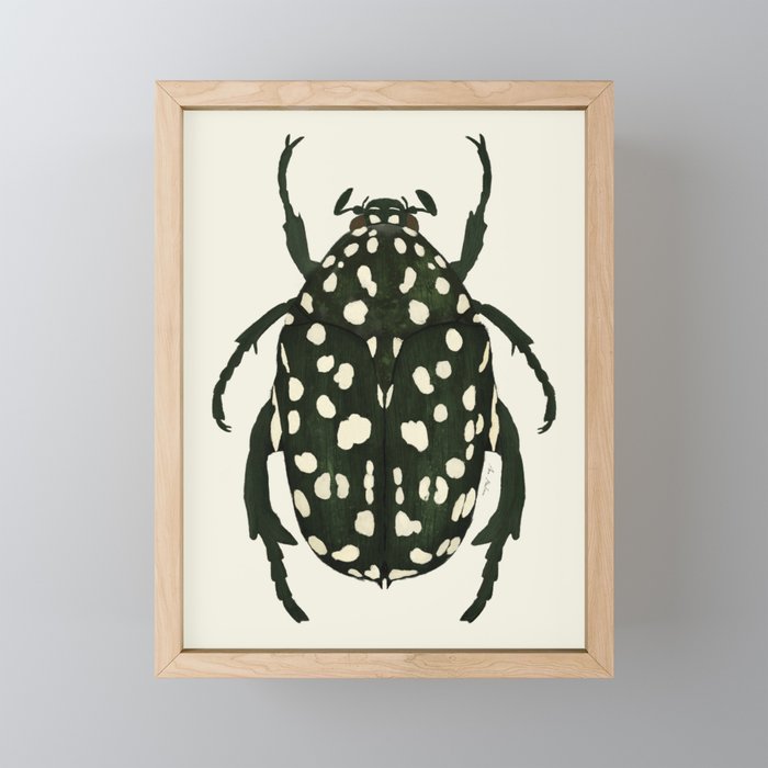 green beetle insect Framed Mini Art Print