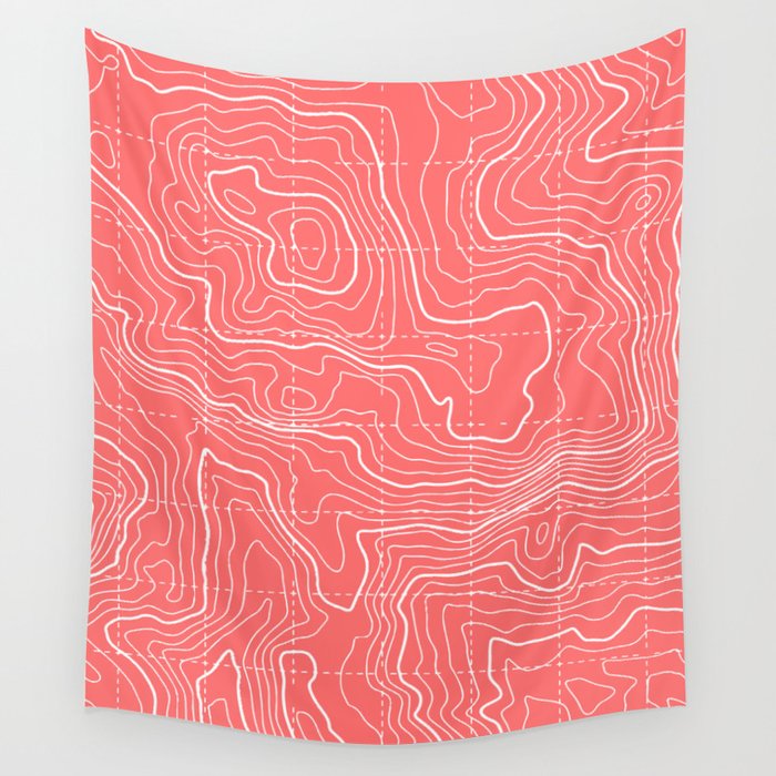 Topographic map - Salmon Wall Tapestry