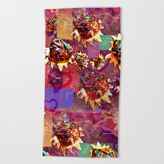 Milagros Heart Falling Beach Towel