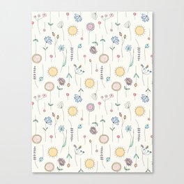 Colorful hand painted flowers pattern Canvas Print