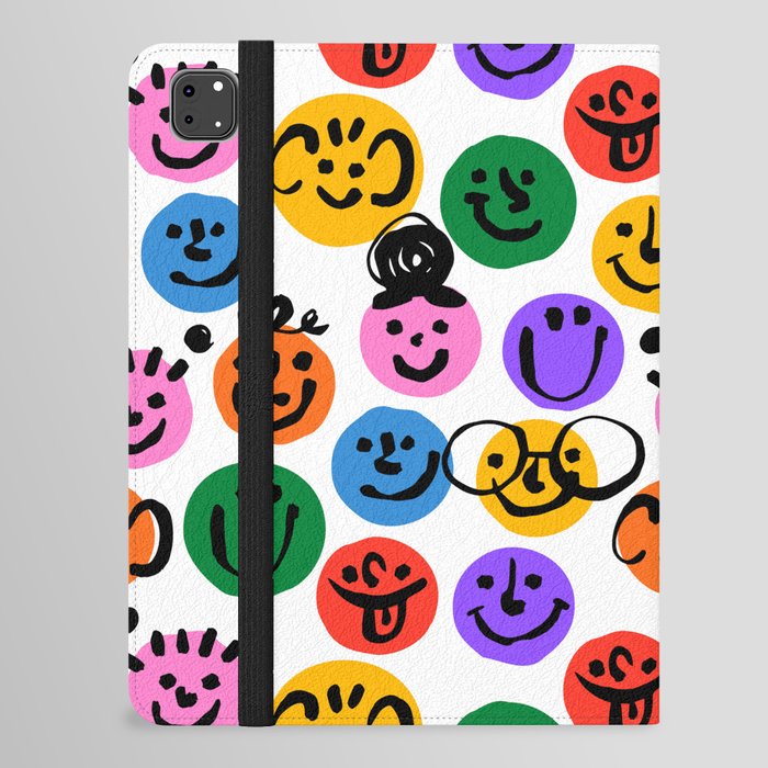 Diverse colorful children people face seamless pattern  iPad Folio Case