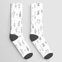 White Wildflowers Pattern Socks
