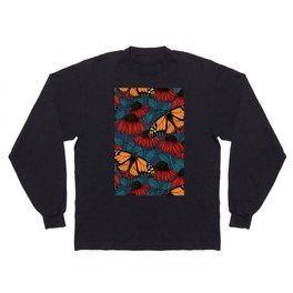 Monarch butterfly on red coneflowers  Long Sleeve T-shirt