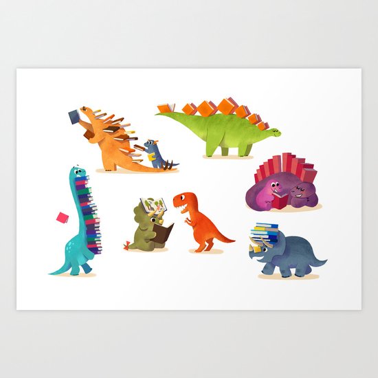 BOOK DINOSAURS Art Print