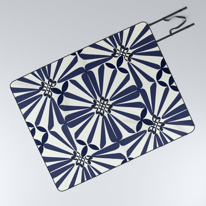 Blue And White - Tile Pattern - Fresh Mood #decor #society6 #buyart Picnic Blanket