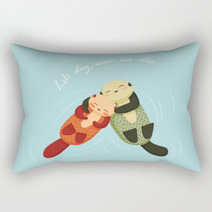 Let's Stay Warm Two-Otter Rectangular Pillow
