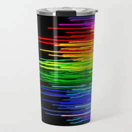Rainbow Paint Drops on Black Travel Mug