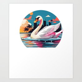  Vintage Funny Swan For Animals Lovers Sunset Art Print
