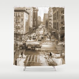 NYC Street Sepia Photography Shower Curtain