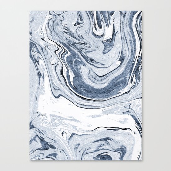 Kiyomi - spilled ink japanese monoprint marble paper marbling art print cell phone case with marble Canvas Print