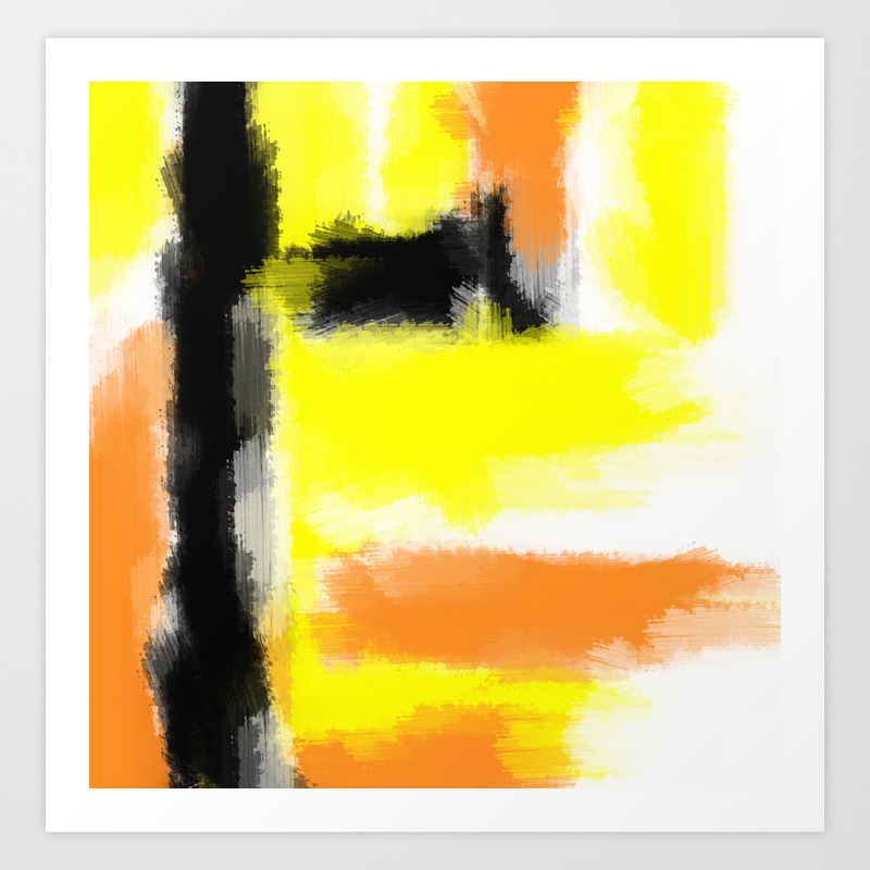 orange yellow and black painting abstract with white background Art Print  by TimLA | Society6