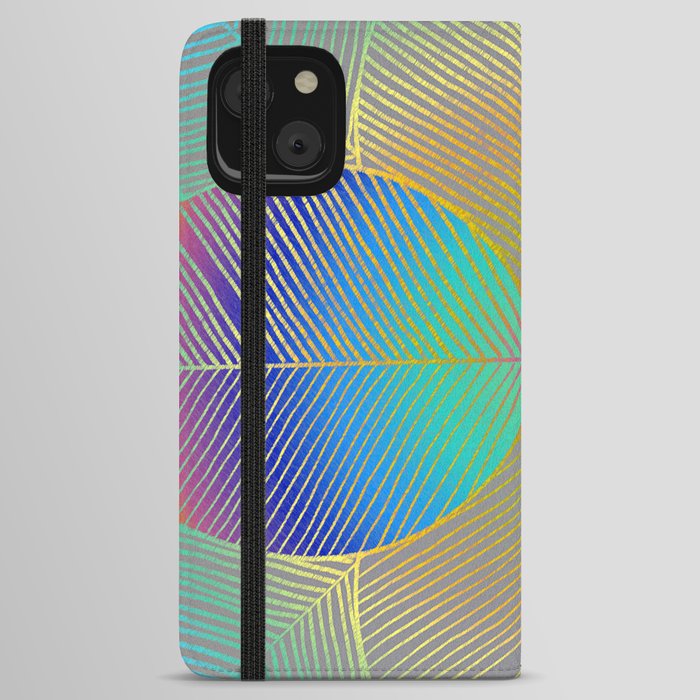 Peacock Color Tropical Peace Leaf iPhone Wallet Case