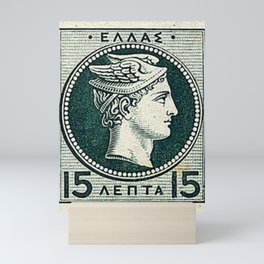 Vintage Greek Postage Mini Art Print | Mercury, Wings, Myth, Greekgods, Classical, Stamp, Vintage, Antique, Travel, Greek 