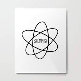 Steminist Metal Print | Nerd, Science, Atom, Math, Women, Geek, Technology, Black And White, Graphicdesign, Feminist 