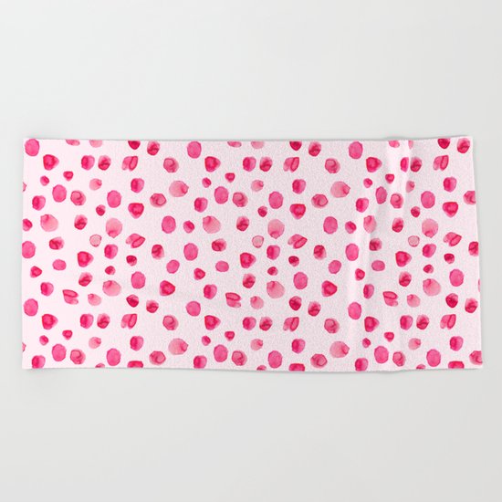 Think pink || Watercolor brushstrokes pattern Beach Towel