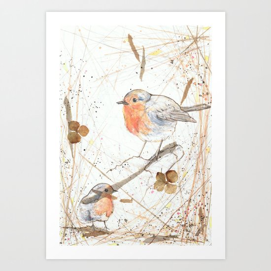 Kleine rote Vögelchen (Little red birdies) Art Print