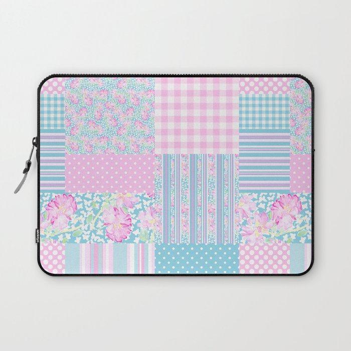 Roses and Butterflies Faux Patchwork Laptop Sleeve