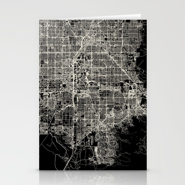 USA, PARADISE CITY - Black and White Map Stationery Cards
