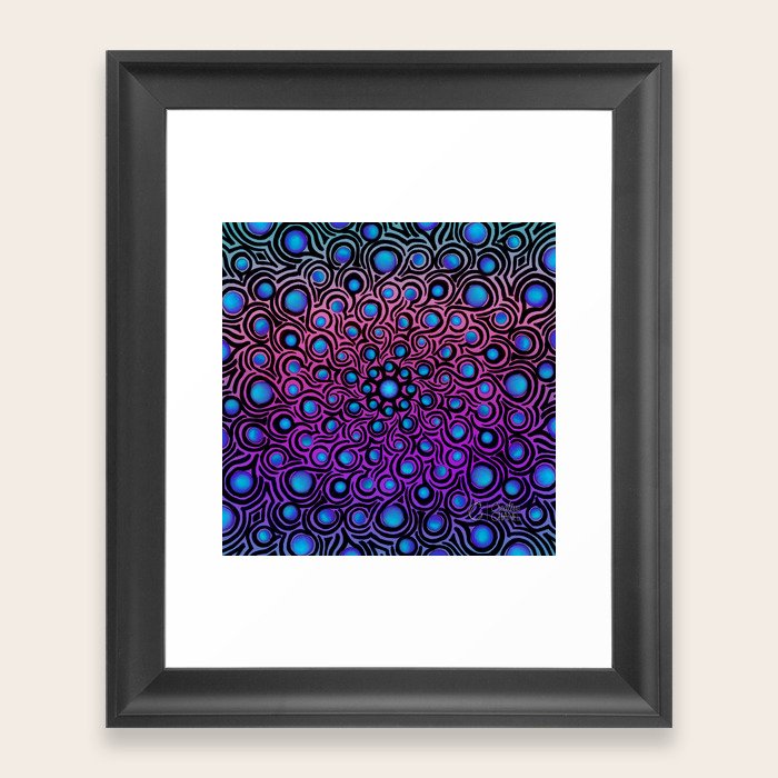 Peacock Blue Spiral Framed Art Print