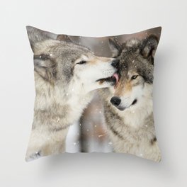 Wolf Kisses Throw Pillow