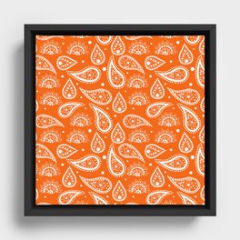 Mandala Pattern Orange and White Halloween Fall Autumn Season Framed Canvas
