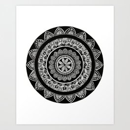Mandala Black and White Art Print