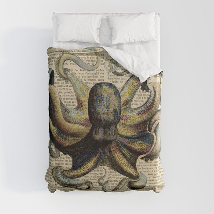 Book Art Octopus Color Duvet Cover