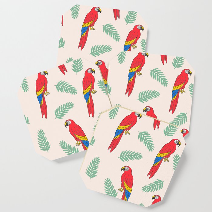 Macaw Parrot Tropical Bird Jungle Animal Nature Pattern Coaster By Andrealaurendesign