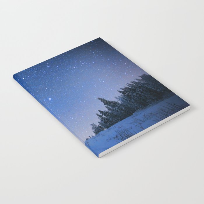 Blue Night Stars Wintry Forest Notebook