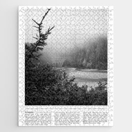 Coastal Fog | Black and White Photography | Minimalism in Oregon Jigsaw Puzzle
