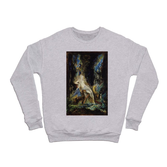 Seated woman with magical beasts painting Crewneck Sweatshirt