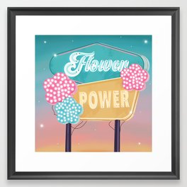 Flower Power Retro Sign Framed Art Print