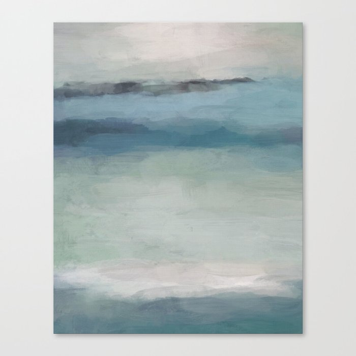 Abstract Painting Light Blue Teal Sage Green Prints Modern Wall