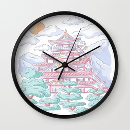 Japanese temple - drawing Wall Clock