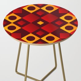 Red, Brown & Yellow Color Square Design Side Table