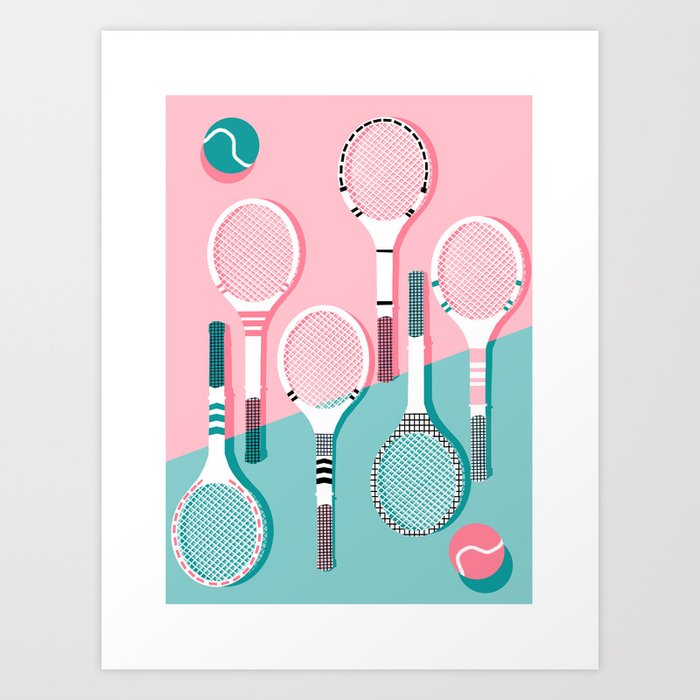 Got Served - tennis country club sports athlete retro throwback memphis 1980s style neon palm spring Art Print