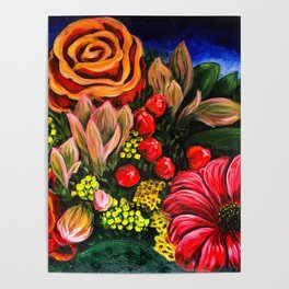 Spring Blossom, Florals painting, colorful flowers art, Mother Day Gift Poster