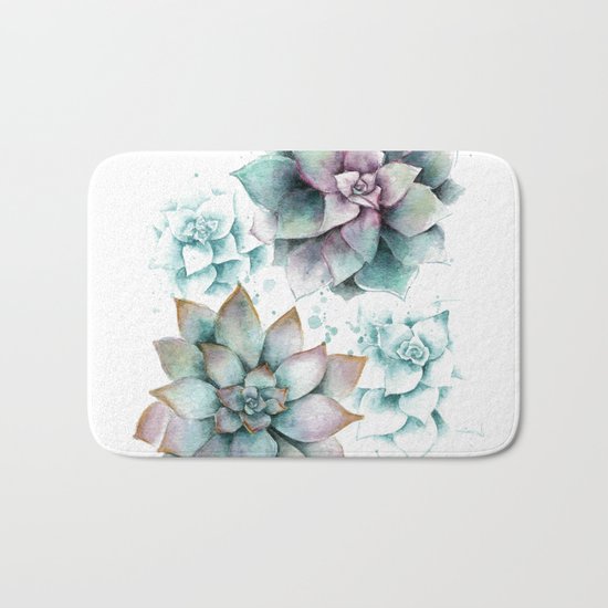 Succulents light Bath Mat