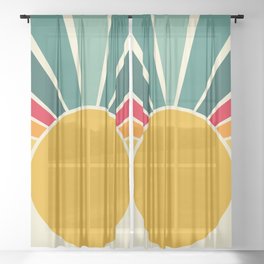 Colorful Vintage Sunshine, Retro Style 9 Sheer Curtain