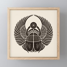 Scarab Amulet Ancient Egypt | Fine Art pencil drawing | Black White Sand Beige insect Framed Mini Art Print
