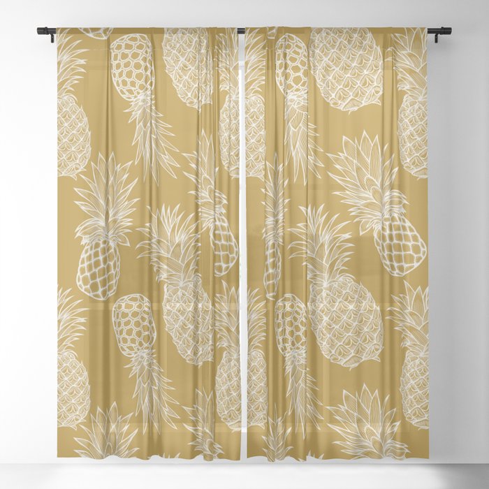Fresh Pineapples Yellow & White Sheer Curtain