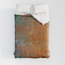 Vintage Rust, Copper and Blue Duvet Cover | Rusty, Retro, Boho, Marble, Copper, Colorful, Rust, Terracotta, Bohemian, Metal 