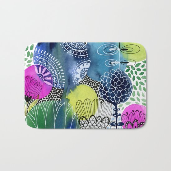 Indigo Blooms Bath Mat