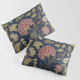 Crewel Carnations Vintage Floral Vector Pattern Pillow Sham